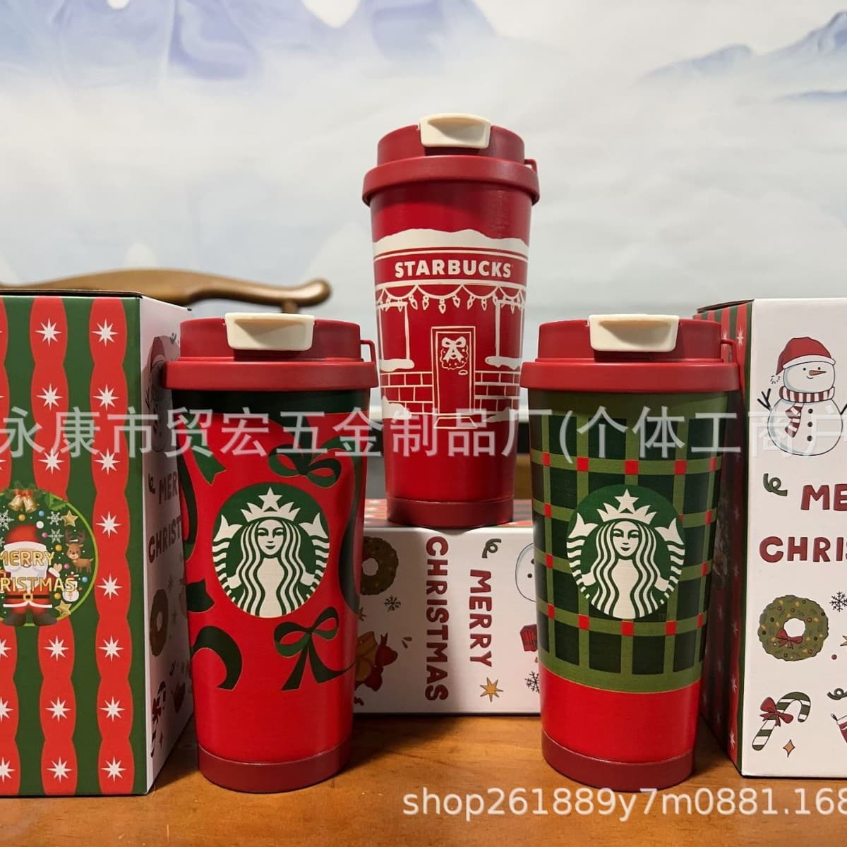 New Year's Christmas Coffee Cup 304 Stainless Steel Straw Insulated Cup High-Looking Women's Water Cup Portable Gift Cup
