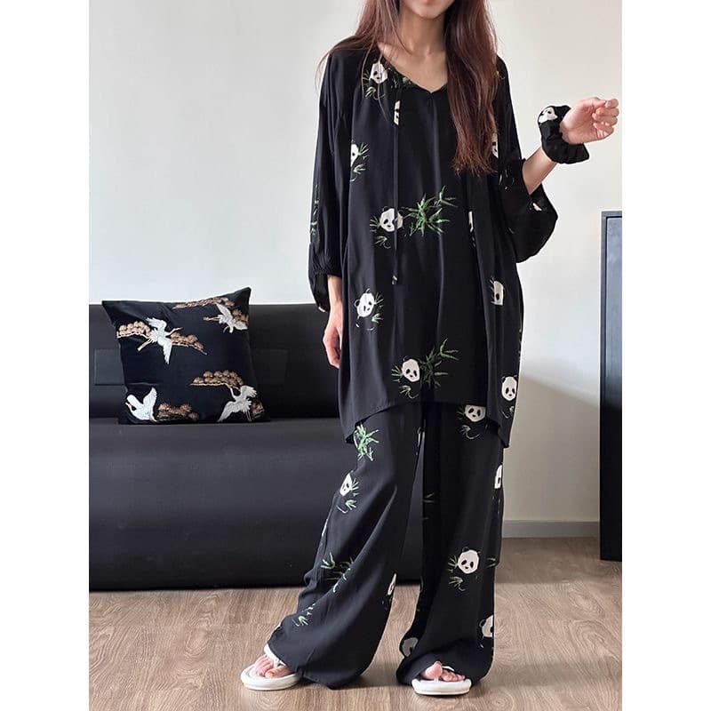 Cross-border Hot Selling in Europe and America Amazon Export Pajamas for Women Autumn Winter Loose Plus Size Cartoon Ladies Homewear Long Sleeve