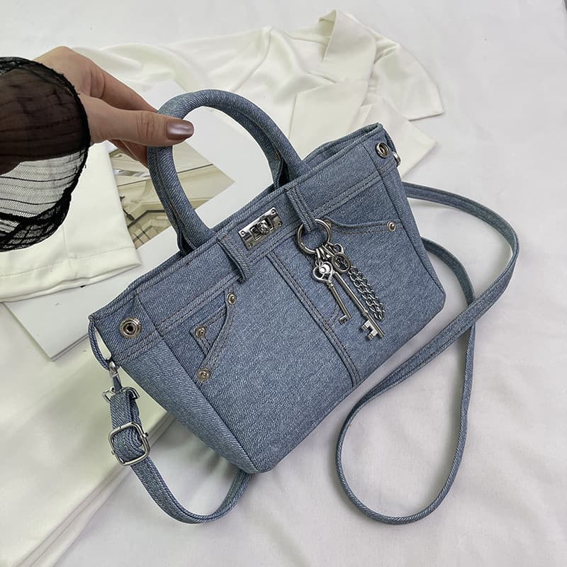 Fashionable Commuter Handbag for Women 2026 New Style Denim Crossbody Bag Autumn Winter Versatile Small Square Bag