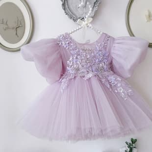 Toddler Girl Birthday Dress 2026 New Style, Piano Performance Host Costume, Children's Birthday Party Wedding Dress