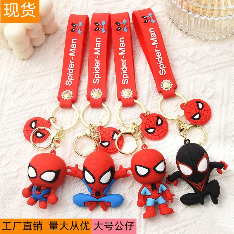 Anime Marvel Keychain Soft Rubber Large 3D Cartoon Car Bag Charm Trendy Spider-Man Keychain