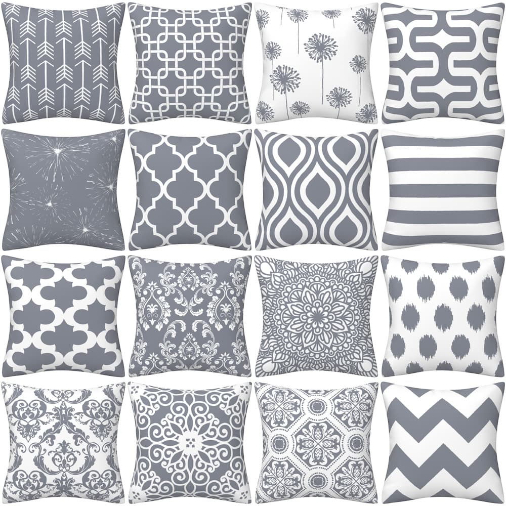 Gray geometric polyester pillowcase, cross-border hot-selling silver-gray sofa cushion cover, factory wholesale.