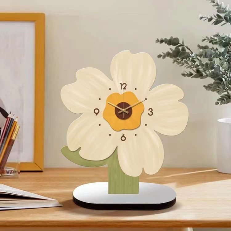 Trendy Clock Flower Tabletop Clock Creative Living Room Dining Room Decoration Study Bedroom Home Modern Minimalist Silent