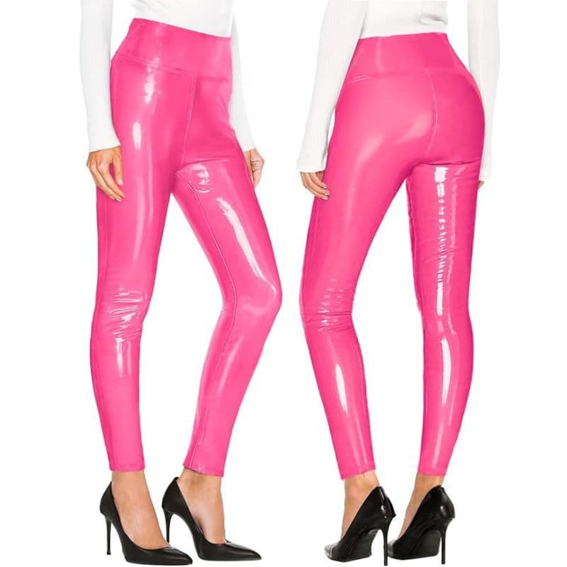 2024 High-Waisted Mirror Leather Leggings Women's Faux Leather Tightening Leggings European And American Cross-Border Tightening