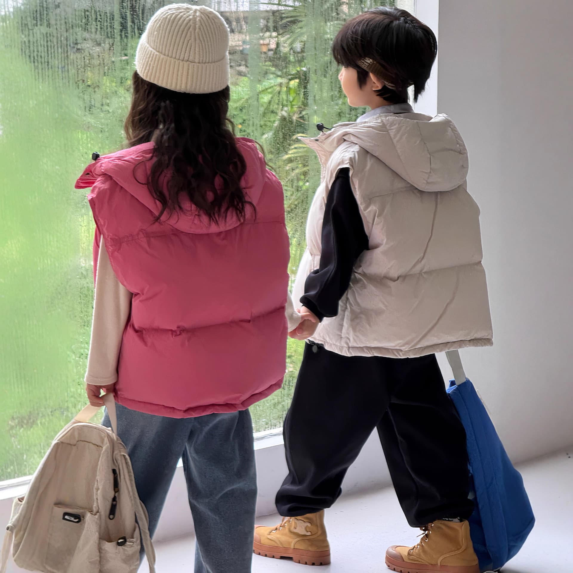 Korean-style Children's Down Vest 2025 New Boys' and Girls' Thickened Hooded Outer Wear White Duck Down Waistcoat Vest