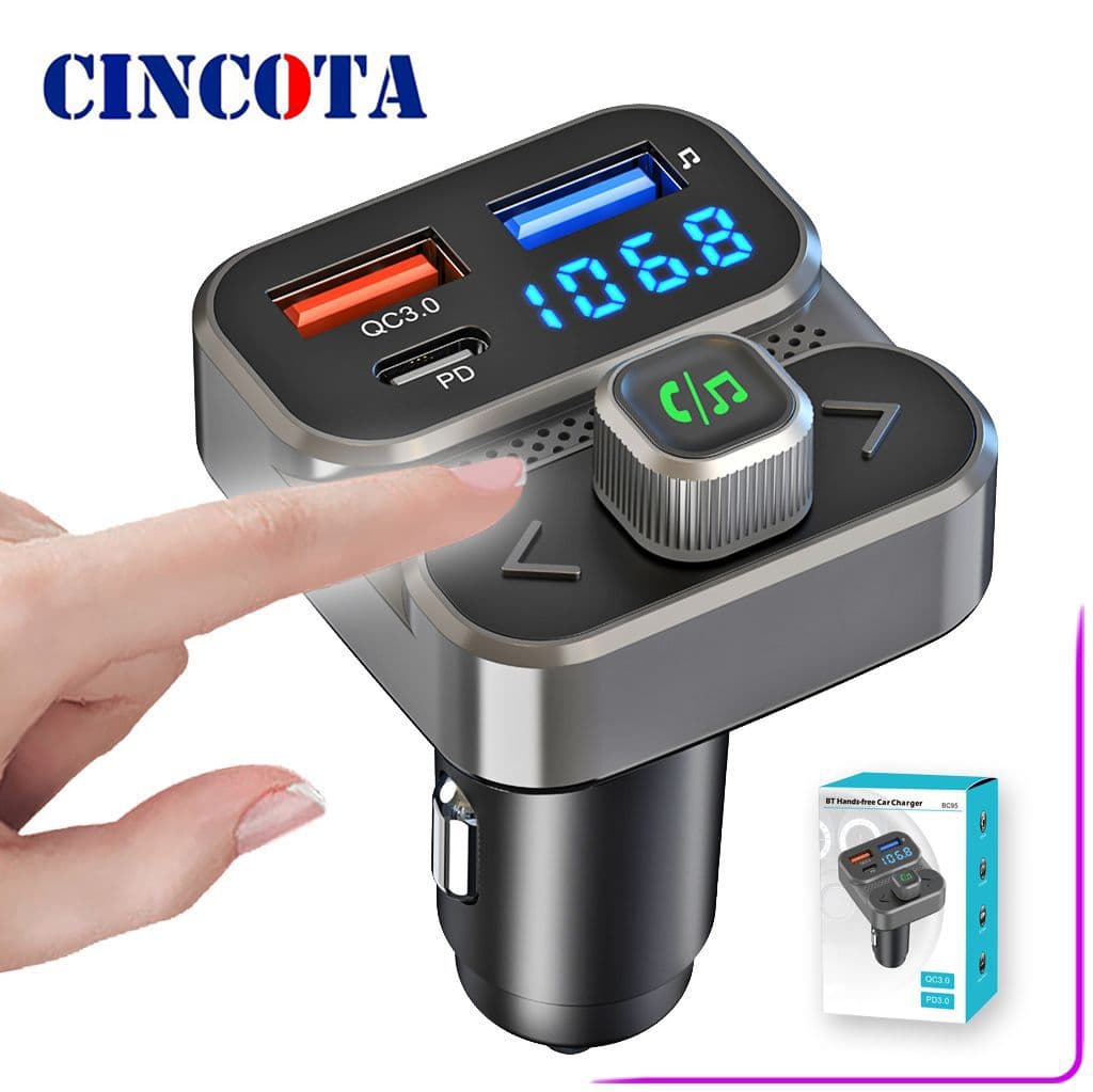 BC95 Car FM Transmitter MP3 Bluetooth Player USB Music PD Fast Charger Hands-Free Call Receiver