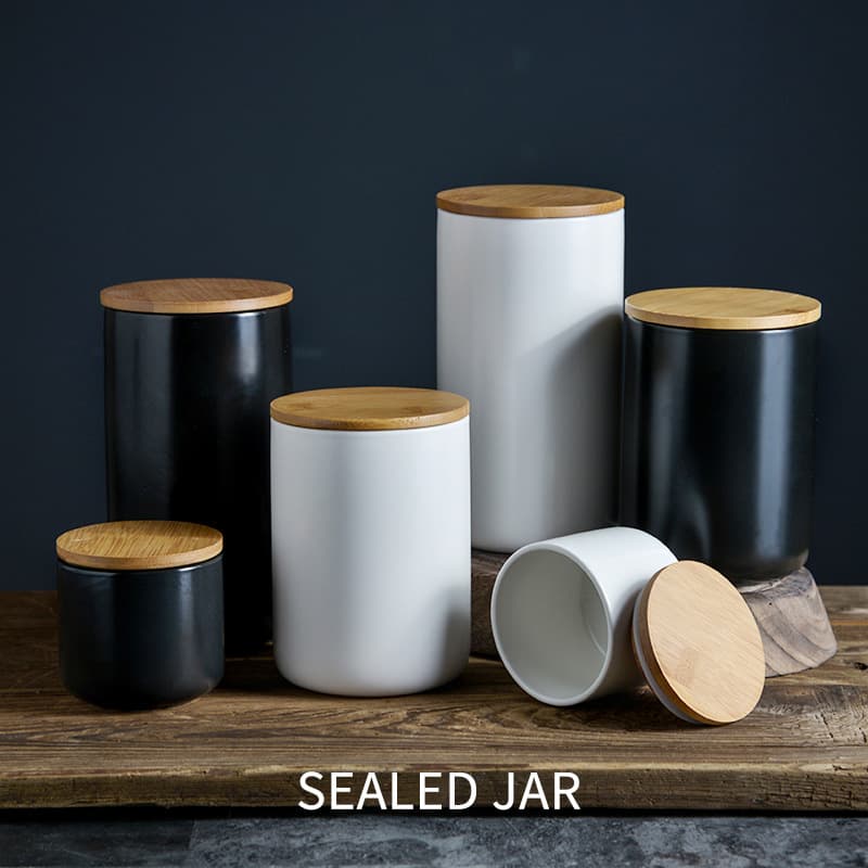 Nordic Ceramic Tea Leaf Canister Sealed Storage Jar For Grains Coffee Home Kitchen Organizer Multi-purpose Cereal Container