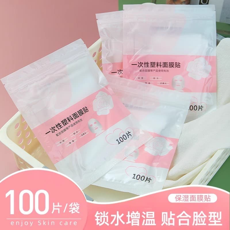 One-time Use Fresh-keeping Mask Paper, Moisture Locking, for Home and Beauty Salon Use, Disposable Plastic Mask Patch, 100 Pieces