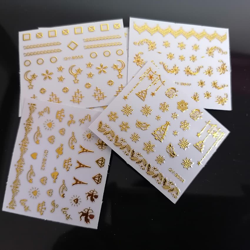 3D Nail Stickers 30 Sheets Gold Foil Christmas French Nail Decals Letter Nail Art Stickers