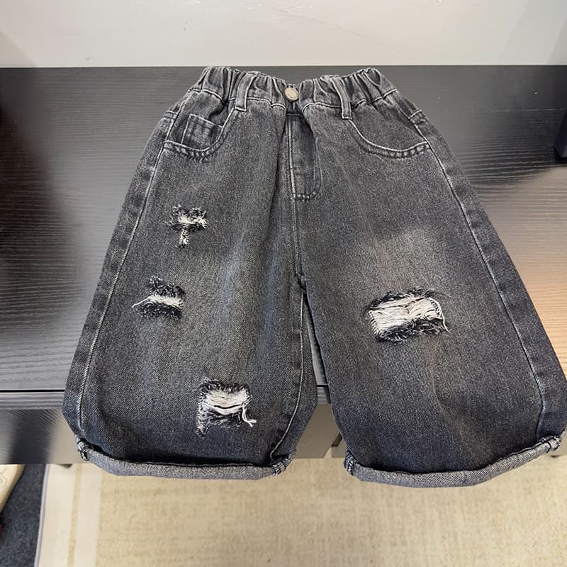 Fashionable Grid Pee-Pee Curtain Denim Jeans for Boys, Spring/Autumn Casual Loose Long Pants for Toddlers and Kids