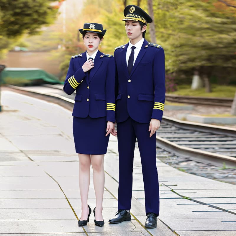 Railway work uniform suit for men and women, new spring and autumn style, school attendant performance uniform suit
