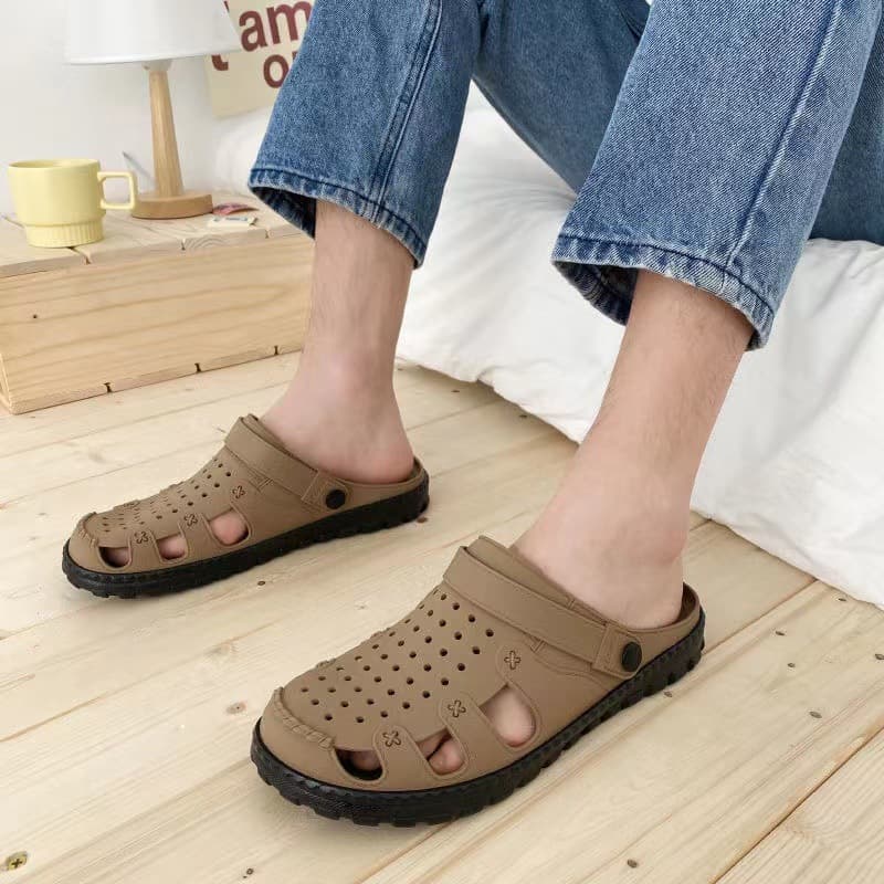 Shanghai Juli Hole Shoes Men's Non-Slip Breathable Soft Sole Couple Beach Shoes Men's Fashion Sandals Outdoor Slippers