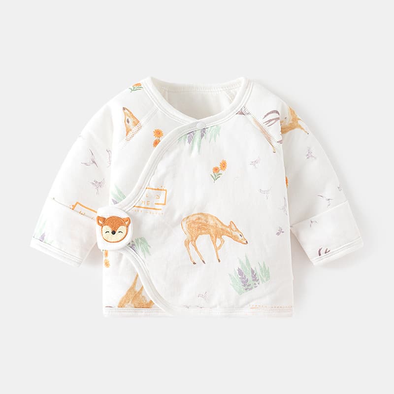 Newborn Half-Back Shirt Warm Cotton-Padded Underwear Seamless Pure Cotton Autumn/Winter Thin Cotton Kimono-Style Baby Top