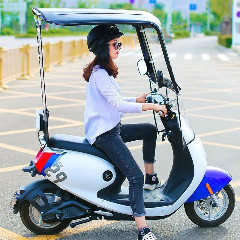 New 7-Shape Electric Vehicle Canopy Sunshade Umbrella, Thickened Rainproof Cover for Motorcycle Windshield