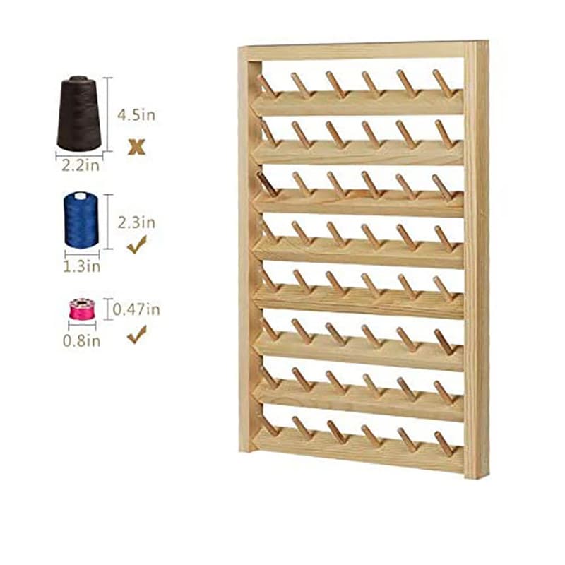 Wooden Wall-Mounted Spool Rack Sewing Thread Wax Thread Bobbin Storage Rack Thread Holder Wig Stand Wooden Thread Spool Rack