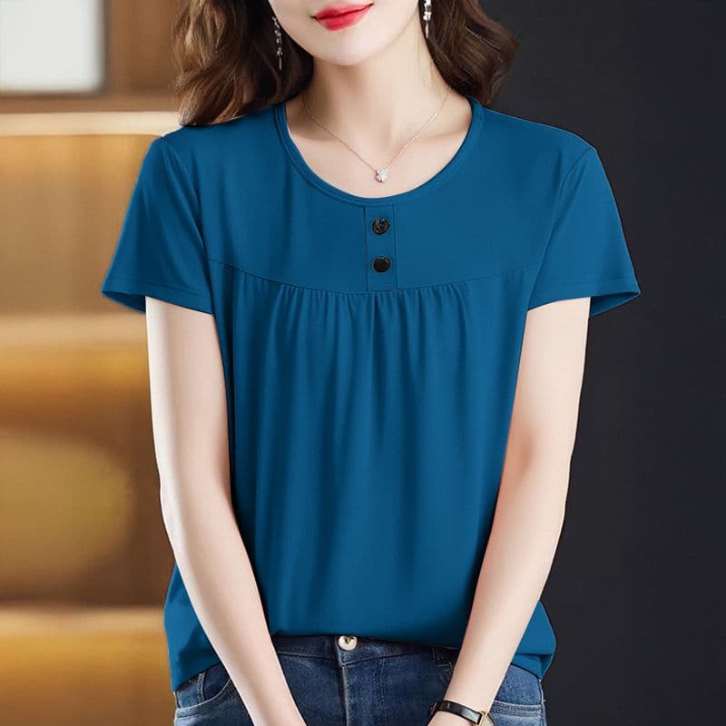 Korean Style Youthful Round Neck Short Sleeve Top Summer New Dopamine Outfit T-Shirt Plus Size Women's Clothing