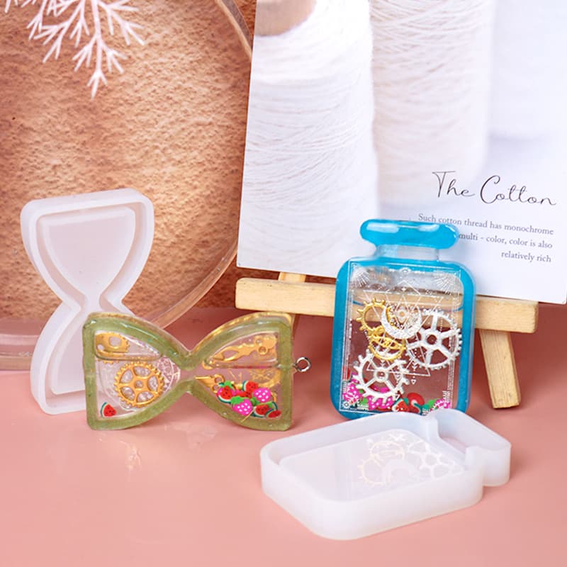 DIY new hourglass quicksand drift bottle crystal glue mold keychain pendant jewelry silicone mold