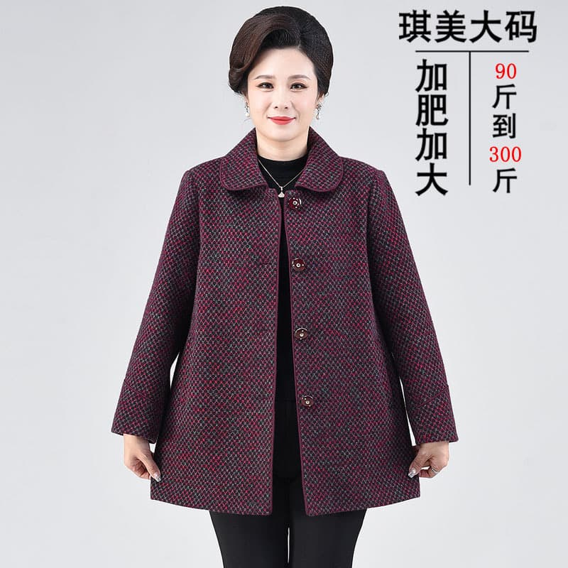 Plus-size autumn coat for middle-aged and elderly women weighing up to 200 pounds.