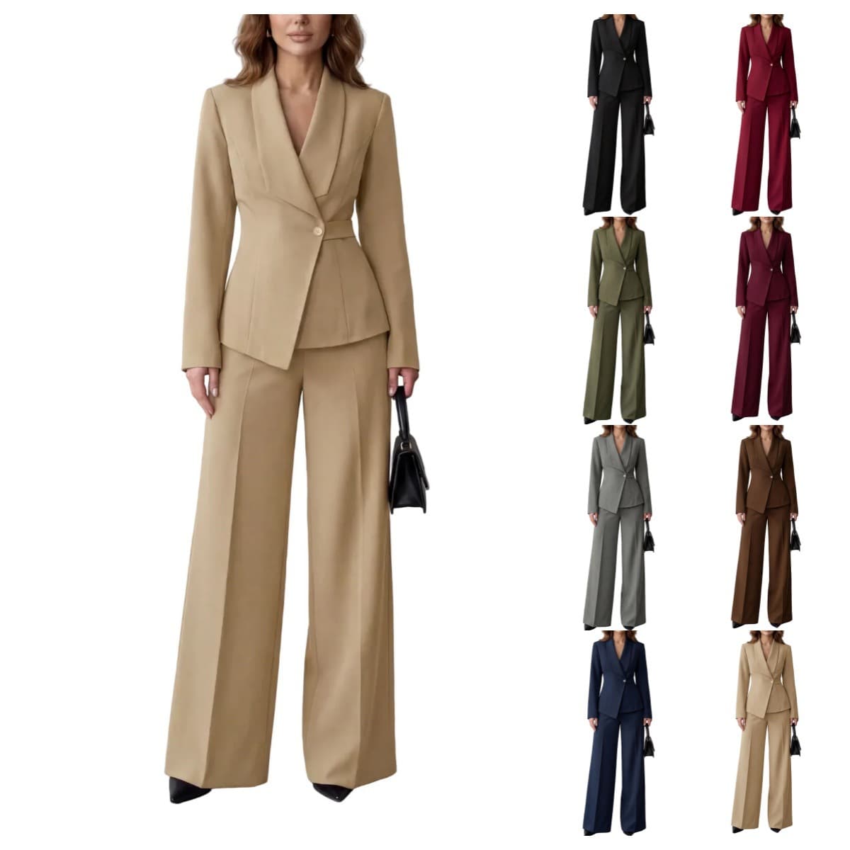 Cross-border European and American women's suits 2026 autumn and winter new style fashionable long-sleeved suit jacket wide-leg pants two-piece