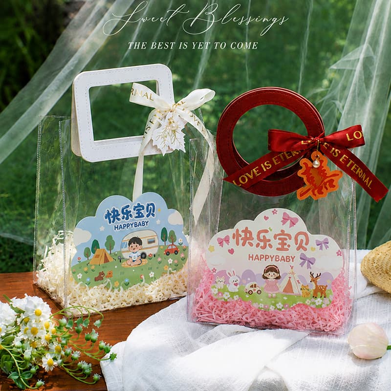Full Moon 100-Day Gift Bag, Kindergarten Birthday Handbag, Gift Packaging Snack Transparent Tote