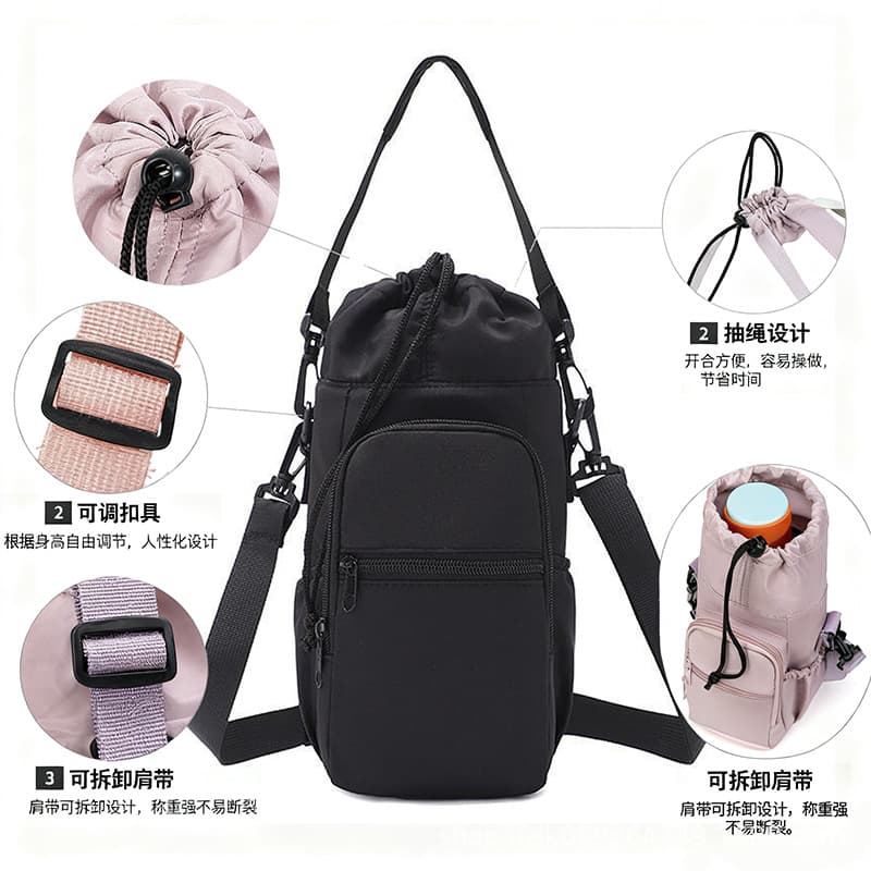 Amazon Water Bottle Holder Magnetic Insulated Cup Sleeve Twill Water Bottle Shoulder Bag Crossbody Water Bottle Carrier