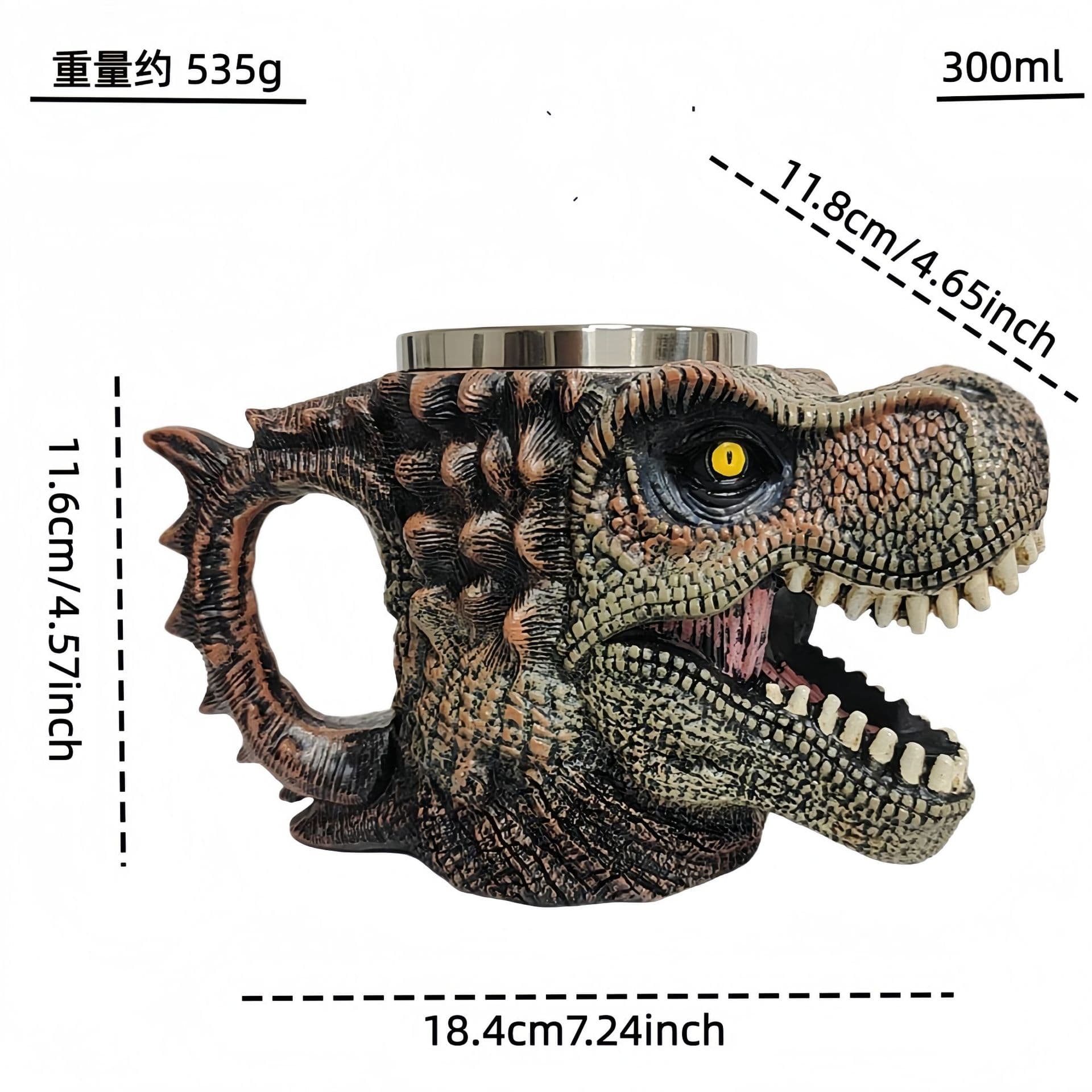 Cross-border popular 3D Tyrannosaurus faucet beer stainless steel cup Jurassic dinosaur personalized gift decoration ornament