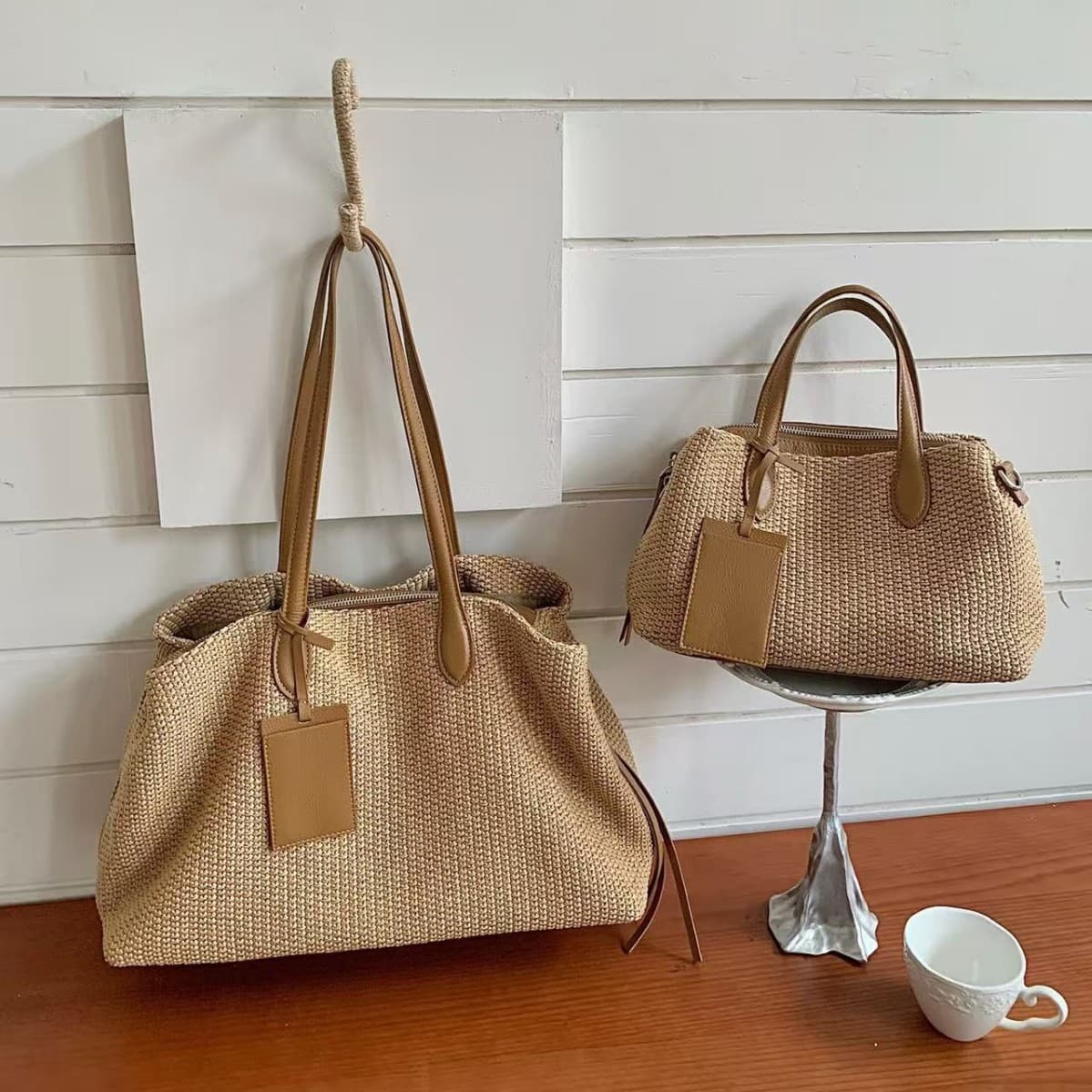 Large Capacity Woven Tote Bag 2026 Summer New Woven Beach Bag Casual Fashion Travel Bag Shoulder Bag