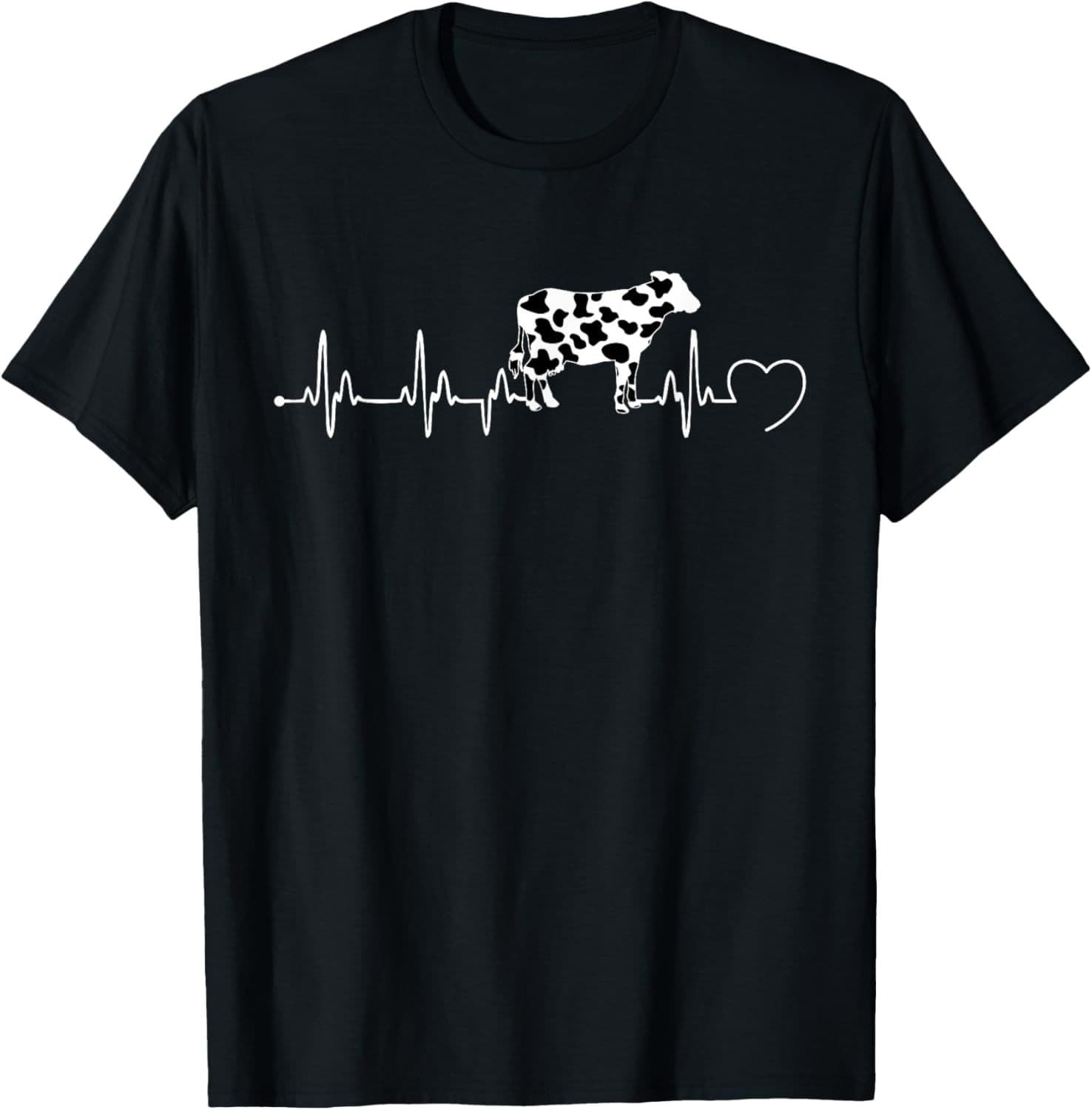 Cow Heartbeat Cow Print for Cow Lovers T-Shirt Casual Cotton Printed In Stock