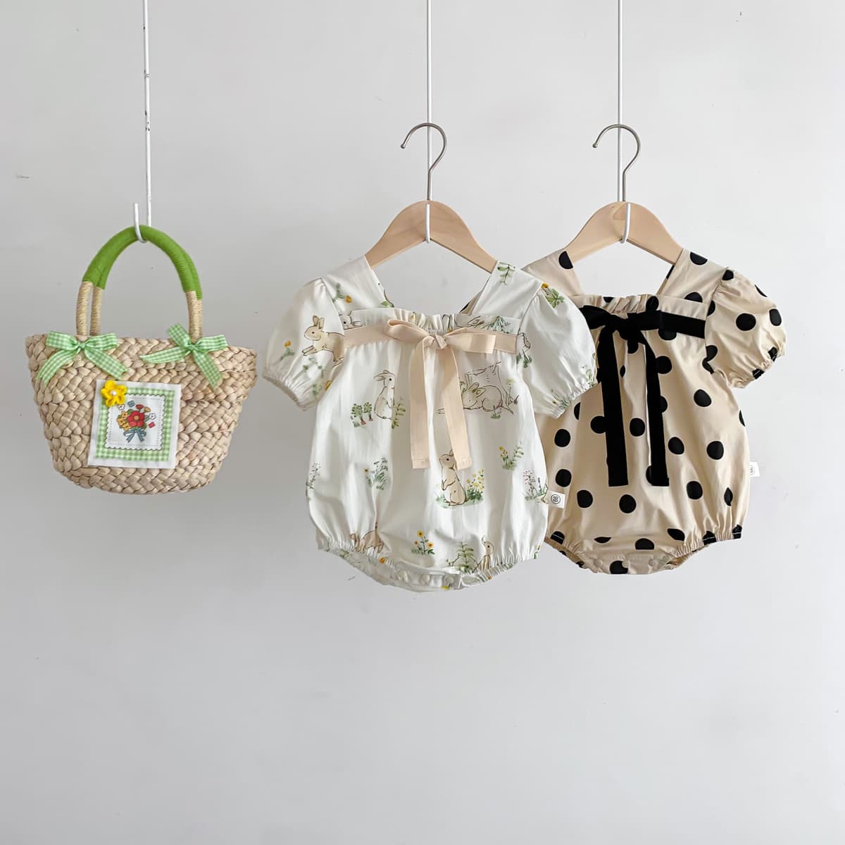 Baby Korean style thin sweet summer dress baby polka dot girl baby one-piece bodysuit infant fashionable clothes