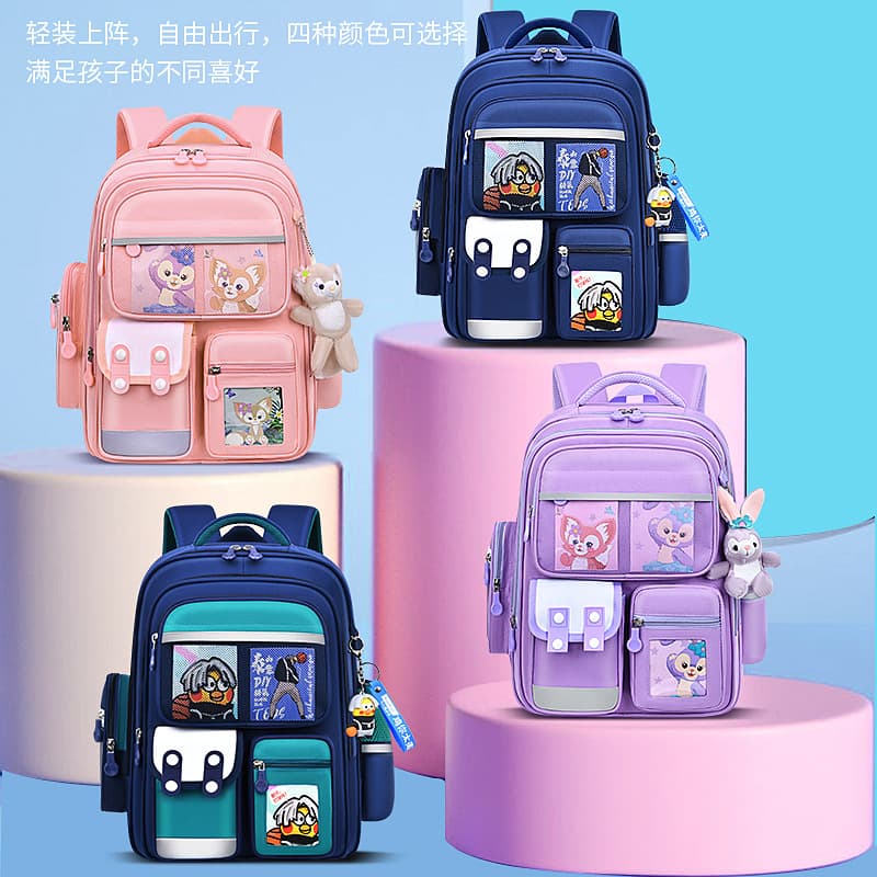 Elementary School Student Backpack for Grades 1-3-6, Water-Resistant Large Capacity Compartment Oxford Fabric Backpack