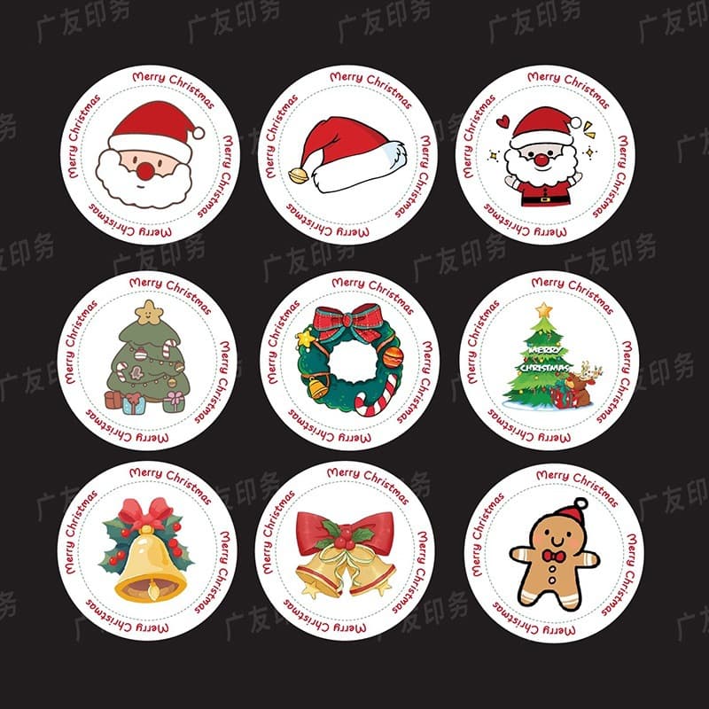 Christmas Gift Sticker Merry Christmas Happy New Year Apple Hand Cream Label Baking Cookie Coffee Seal
