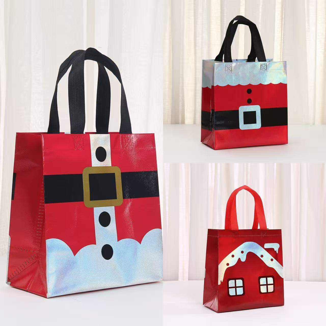 Waterproof shopping mall bags, printed takeaway bags, laser packaging, Christmas party gift non-woven bags
