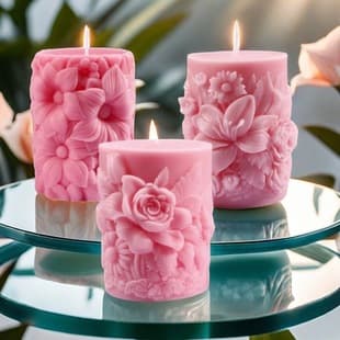 Rose Flower Column Aromatherapy Wax Mold DIY Geometric Plaster Crafts Cylindrical Silicone Mold