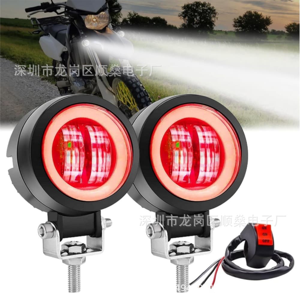 Cross-border exclusive electric vehicle headlight motorcycle spotlight external dual-lens ultra-bright strobe fog light motorcycle lamp