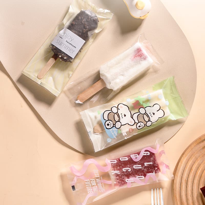 Ice Cream Packaging Bag, Magnum Ice Cream Wooden Stick Plastic Sealing Bag, DIY Transparent Popsicle Bag, Homemade Ice Pop Bag