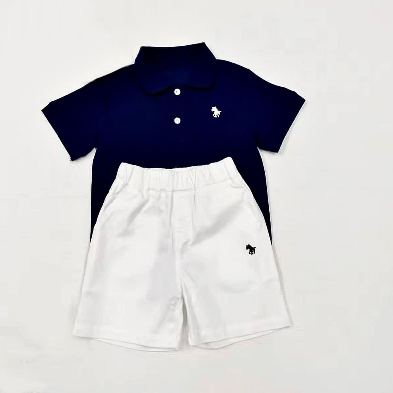 Boys Summer Polo Shirt Korean Style Top Shorts Casual 2026 Short Sleeve Set Kids Clothing Two-Piece Outfit