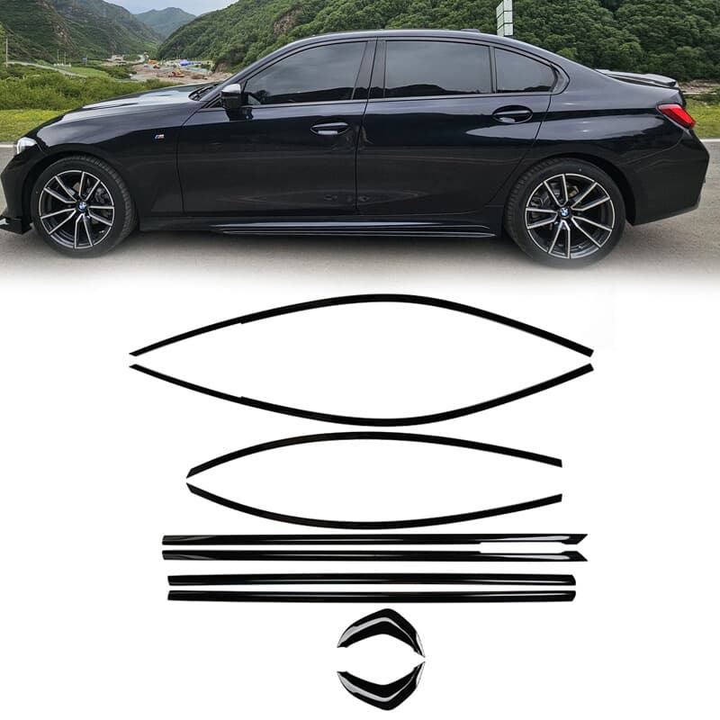 Suitable for 2020-2026 BMW 3 Series window trim BMW 3 Series stainless steel window trim piano black