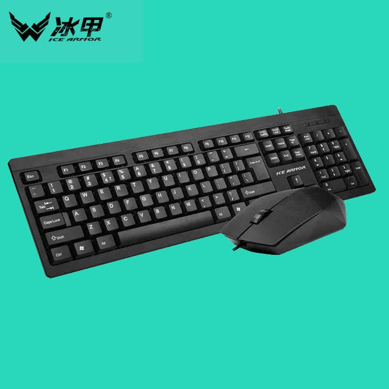 BT200 Wired Gaming Keyboard Mouse Set Waterproof PS/2 Round Port USB Interface Office Universal Key Mouse Cover Ice Armor