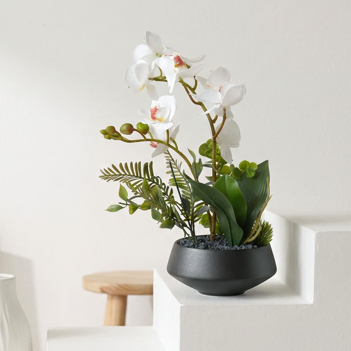 New Chinese Style Artificial Greenery Bonsai Plant Decoration for Model Rooms, Living Rooms, Sales Offices, Entryways, Asparagus Fern Potted Ornament