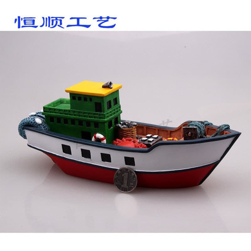 Travel Souvenir Mediterranean Resin Ornament Bar Decoration Prop Aquarium Decor Resin Fishing Boat 25cm