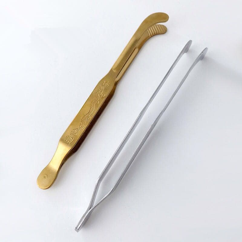 Tea tongs and tweezers in stainless steel, pure copper, bamboo, ebony, solid wood for brewing tea leaves and teacups, Kung Fu tea set accessories, tea tongs