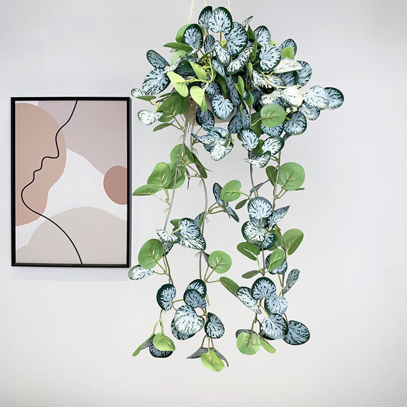 Hanging Wall Plant Eyebrow Watermelon Leaf Money Leaf Eucalyptus Cross-border Cabinet Plant Decoration Artificial Leaves Simulation
