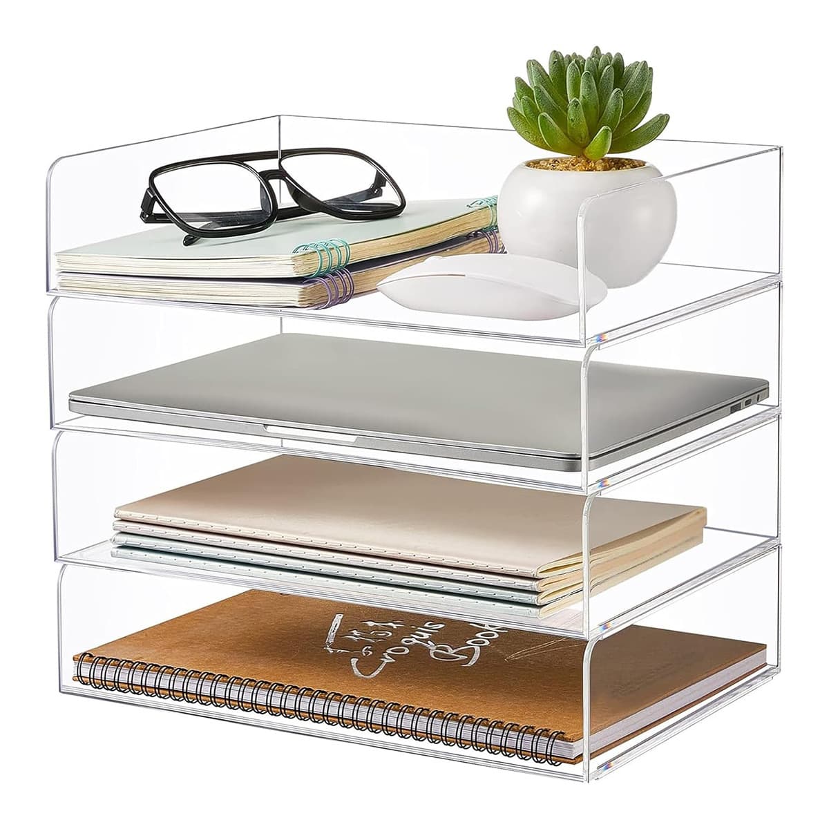 Cross-border Exclusive Acrylic File Tray Transparent Stackable A4 Paper Tray Letter Document Organizer