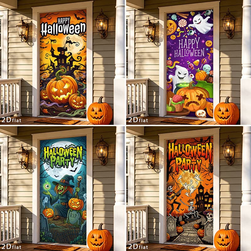 Halloween Elastic Door Cover/Sticker, Ghost Festival Day of the Dead Outdoor Door Frame Decorations, Cross-Border Hot Seller, Can Be Shipped via JIT