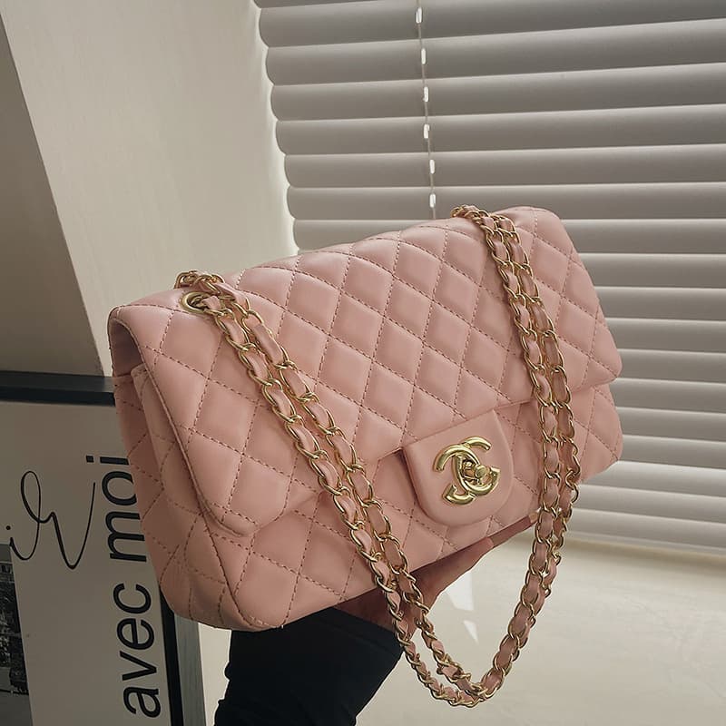 Cross-border bags new women's bags wholesale European and American fashion shoulder crossbody bag versatile rhombus chain bag black and white
