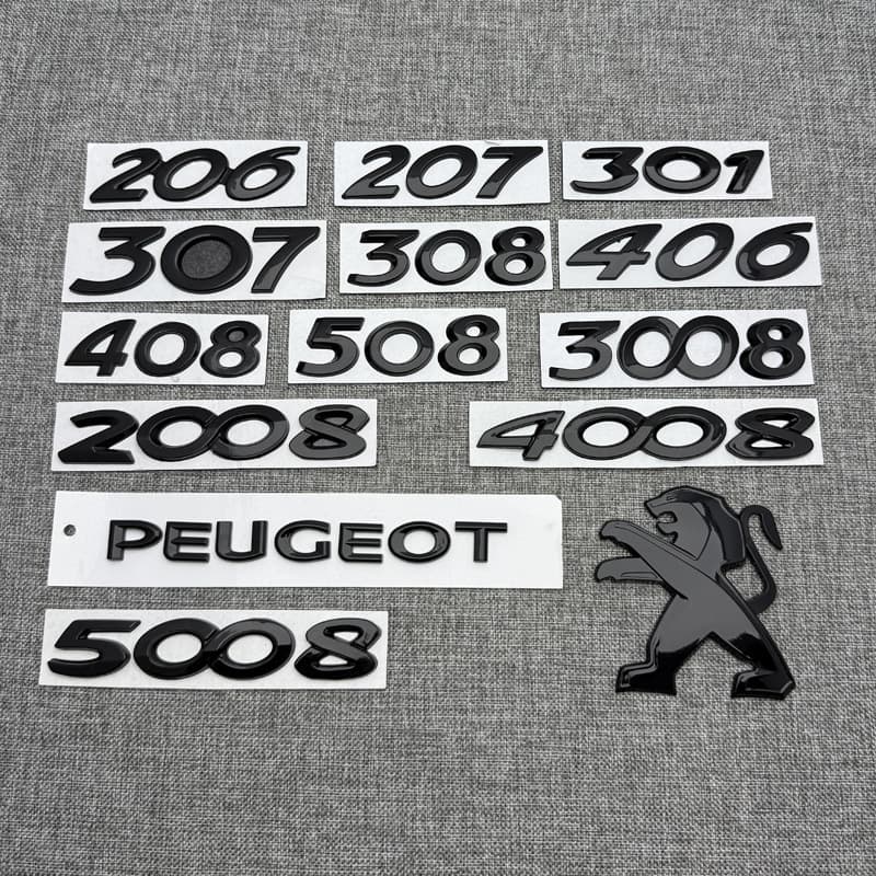 Black English letter badge for Peugeot 308 408 5008 307 407 5007 trunk emblem modification