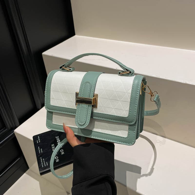 Color-blocking texture women's 2025 early autumn new fashion trend contrasting color casual one-shoulder hand-held cross-body small square bag