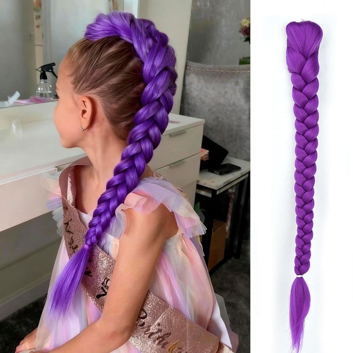 Cross-border Trade Wig Ponytail Purple Braided Hair Tie Colorful Braids Dreadlocks Huntress Wig Ponytail