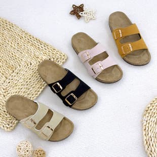 Boys' Birkenstock Thick Sole Sandals Summer New Style Simple Girls' Fashion Double Buckle Strap Flip Flops
