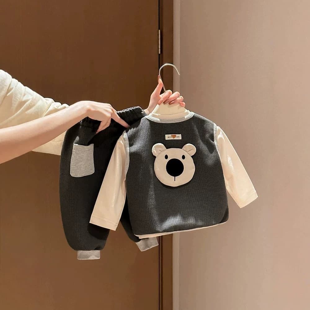 Children's Suit Spring Clothing 2026 New Baby Boy's Vest, Bottoming Shirt, Pants Spring Baby Clothes Three-piece Set
